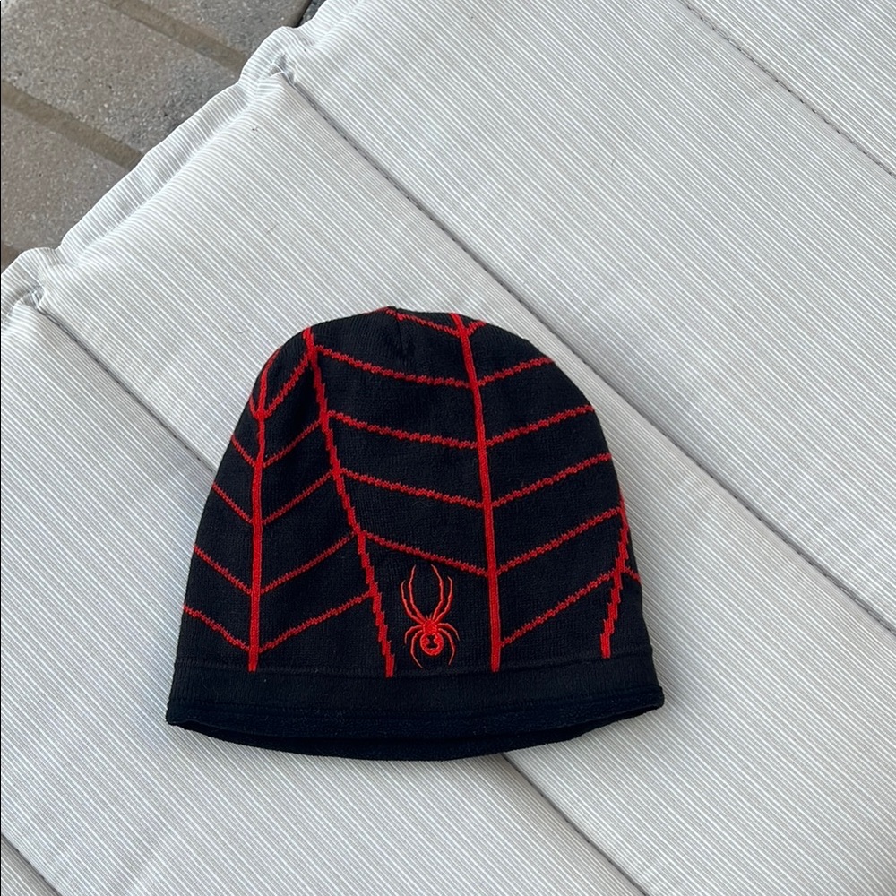 Spyder Black and Red Beanie